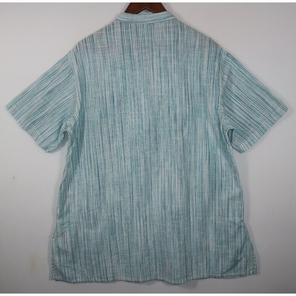 Fabindia Men's Kurta Tunic Shirt Size 42 XL Blue White Stripes Pullover Cotton - Picture 6 of 7